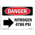 Signmission OSHA Sign, 12" Height, 18" Wide, Rigid Plastic, Nitrogen 4786 PSI [With Right Arrow], Landscape OS-DS-P-1218-L-2456